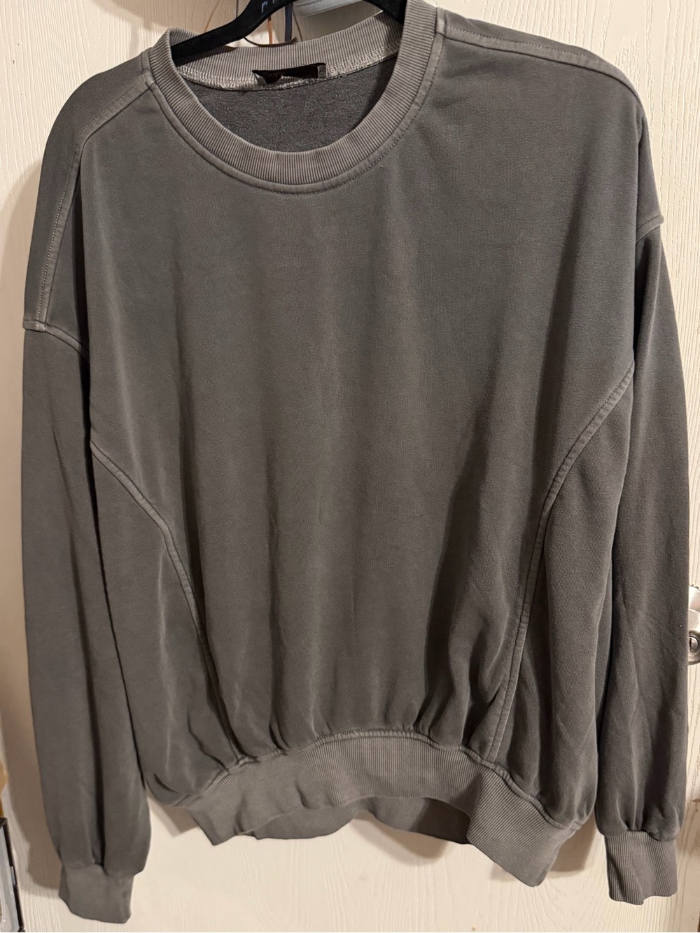 Zenana Oversized Vintage Wash Charcoal Grey Crewneck Sweatshirt L/XL